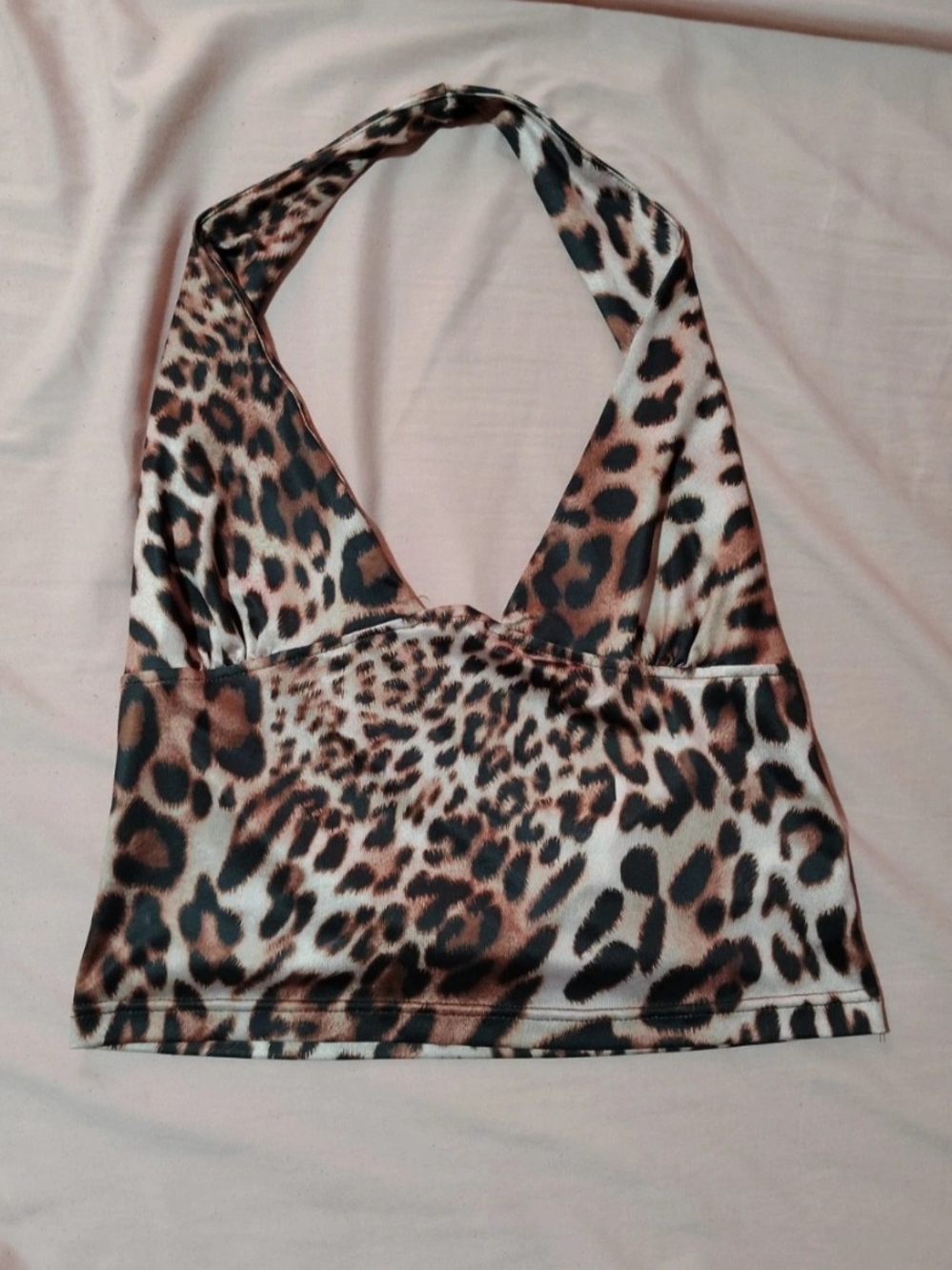 Leopard Print Halter Top - Brown/Black